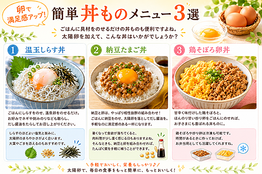 卵で満足感アップ！簡単丼ものメニュー3選