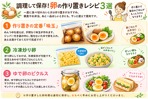 調理して保存!卵の作り置きレシピ3選